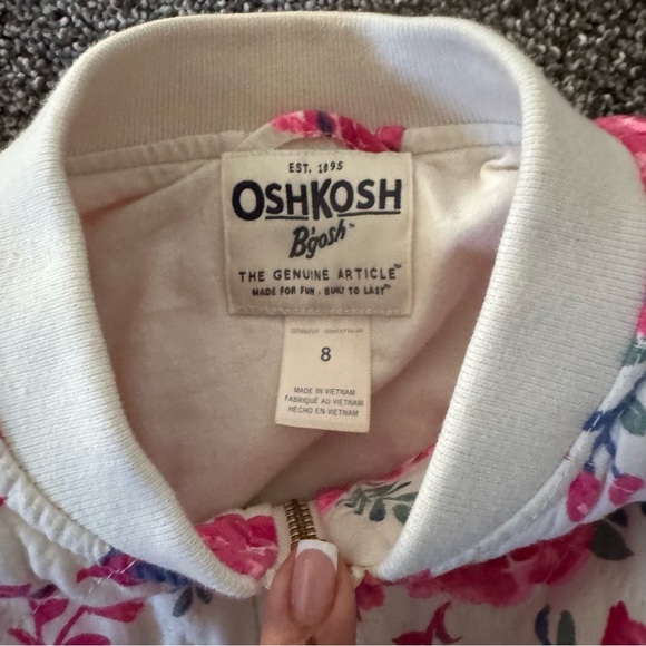 OshKosh B'gosh Pink Floral Kids Puffer Jacket size 8 - Picture 2 of 3